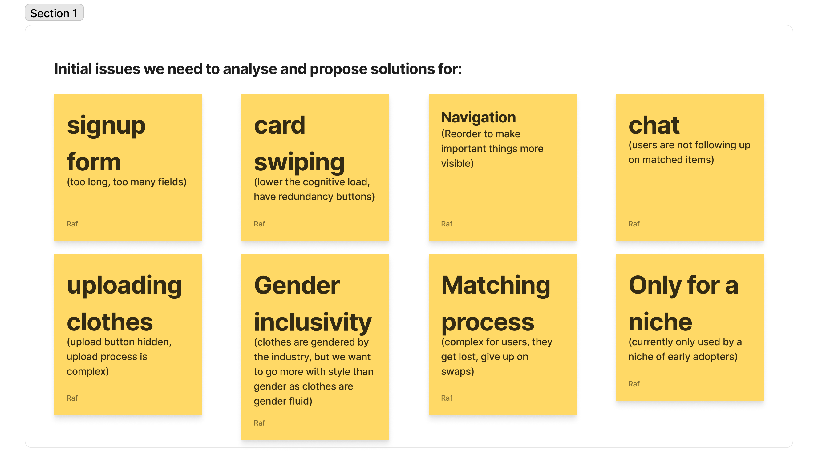 Usability issues identified in the original app