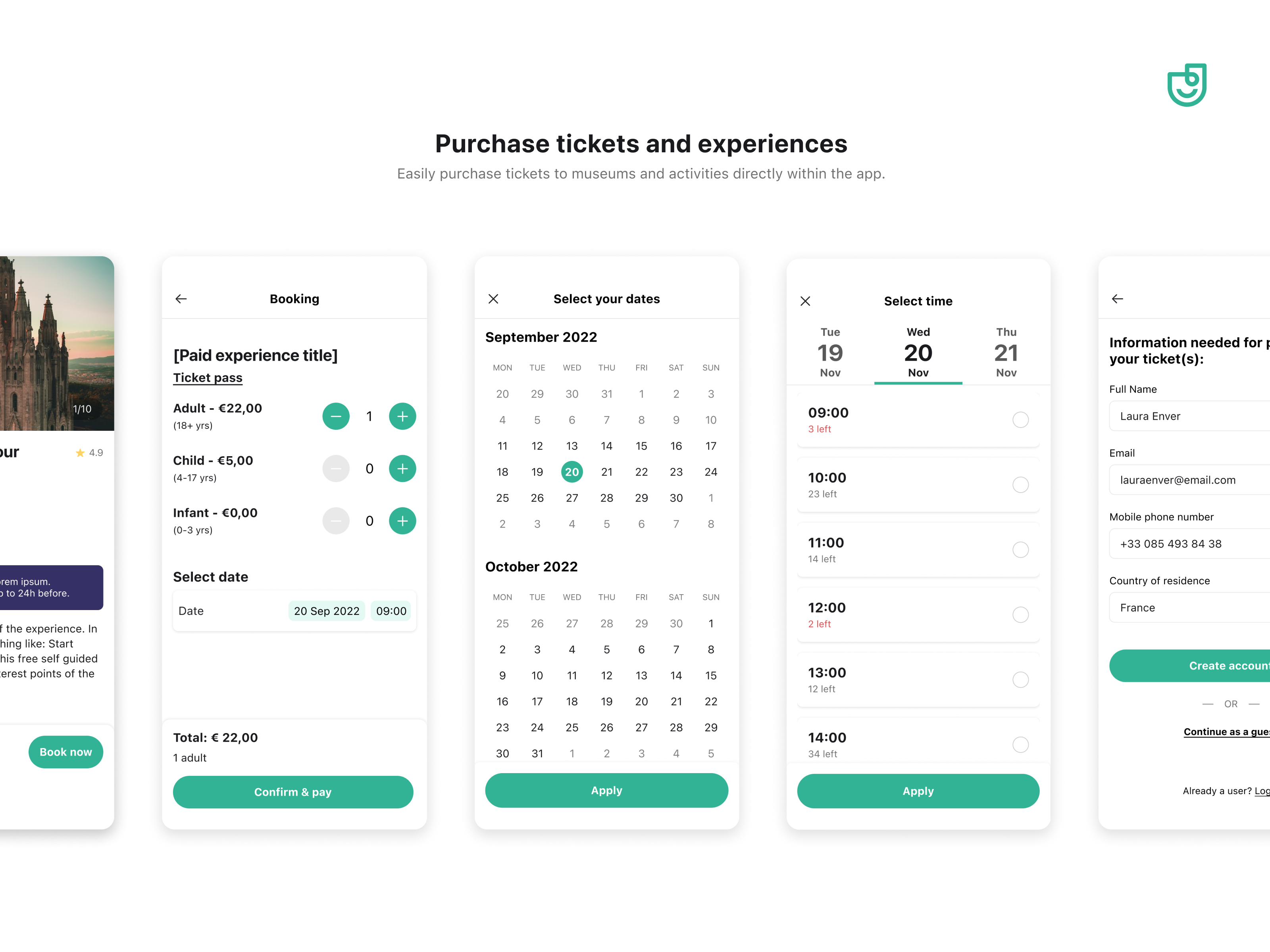 Purchase tickets and experiences