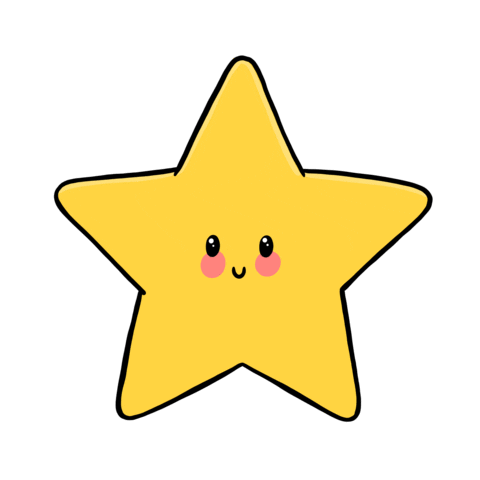A smiling yellow star with a hand-drawn outline.